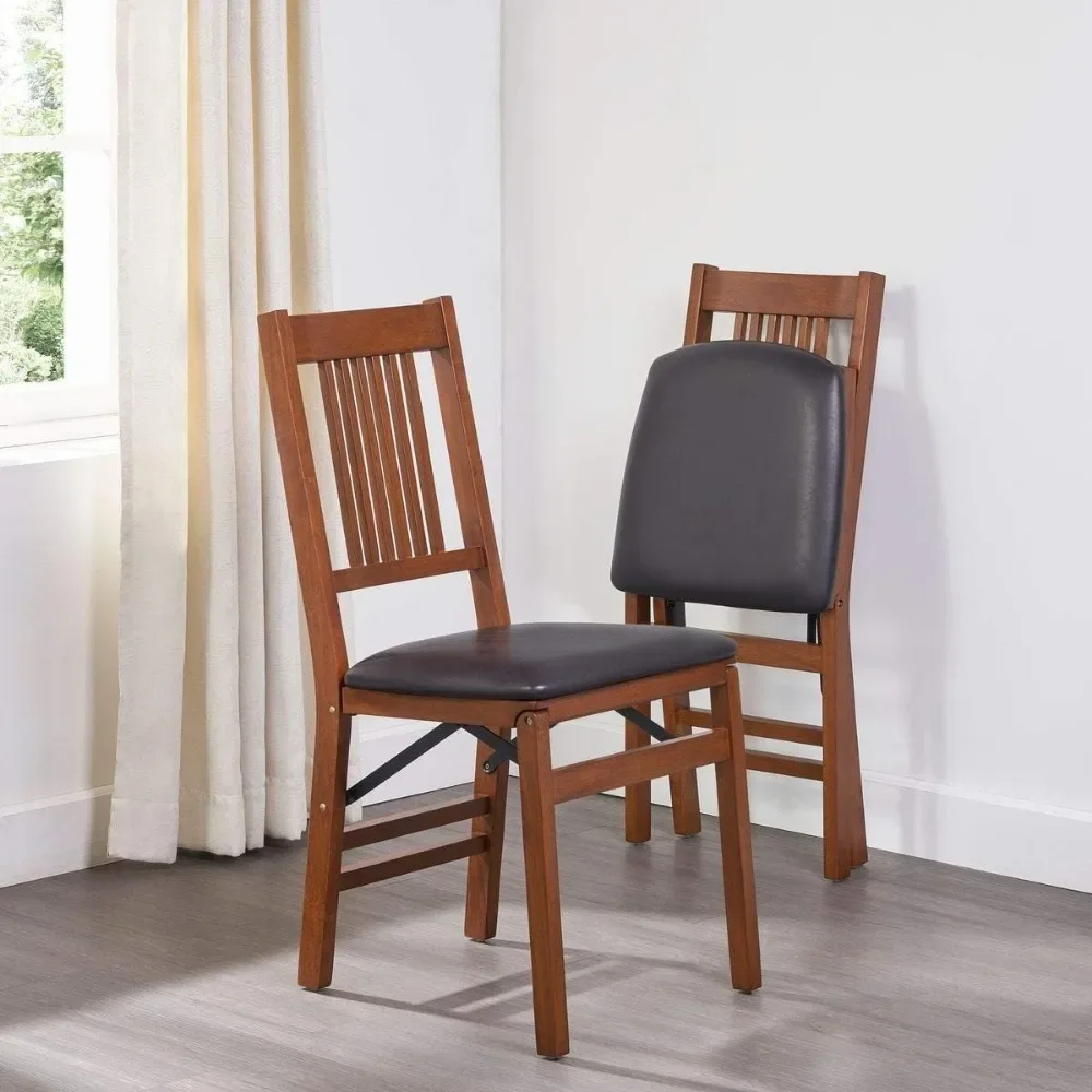 

Dining Chairs Folding Chair Fruitwood Finish, 2-Pcs Set Mid-Century Modern Kitchen Chair