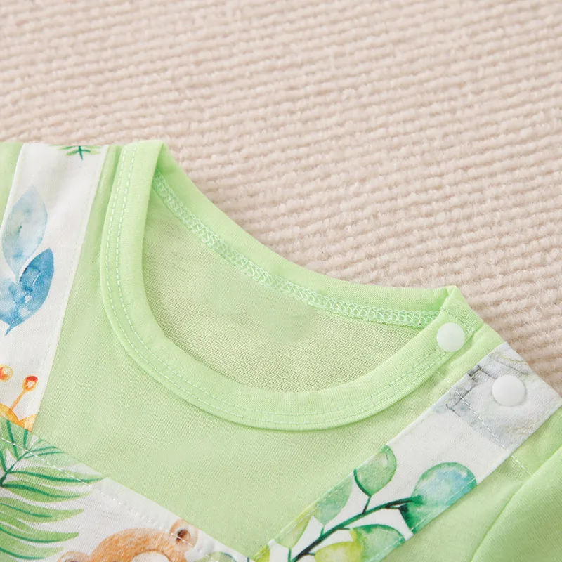 Baby Boys Girls Unisex Newborn Romper 0-18 Months Toddler Clothing Infant summer Short sleeve A family of animals print Jumpsuit infant romper animal print romper