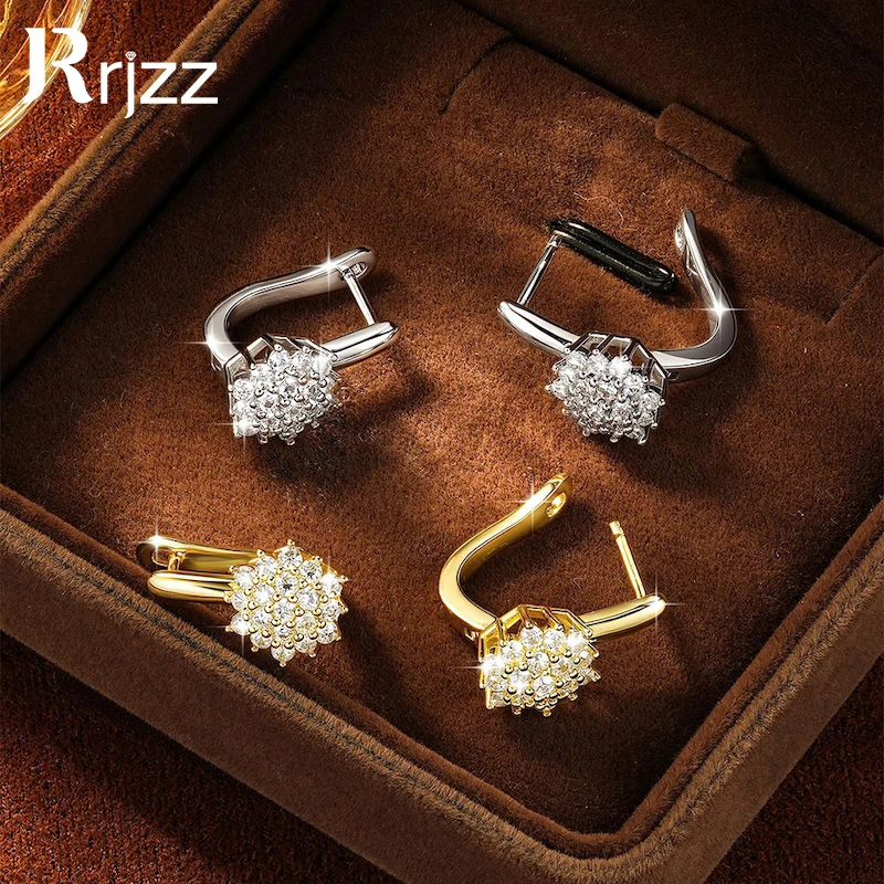 Rrjzz Sparkling Starlight Exquisite Ohrclip-Ohrringe, D-Farbe, vollständig mit Moissanit besetzt, Creolen für Frauen, Geburtstagsgeschenke, Schmuck