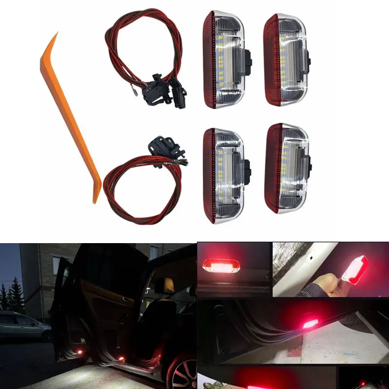4 Teile/satz Auto 18LED Tür Warnung Licht Lampen Kabel Draht Für Jetta MK5 MK6 Tiguan Touareg CC Passat Scirocco EOS Golf 5 6 7 – Detail 1