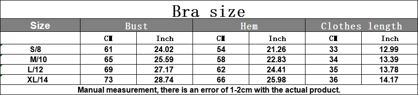 Size chart and fit details