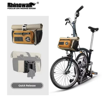 Borsa da manubrio per bici Rhinowalk Borsa da cestino per tubo anteriore da 4 litri a sgancio rapido con sistema MOLLE Ciclismo urbano per bici pieghevole Brompton