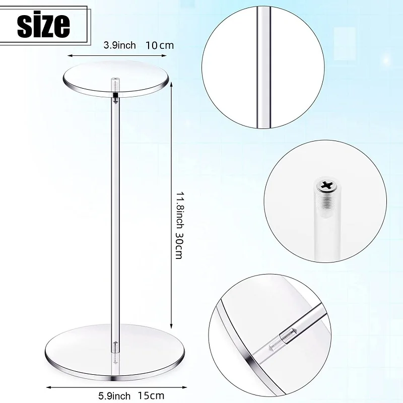 Clear Acrylic Hat Stand and Wig Holder Rack with Pedestal and Round Base Tabletop Organizer Storage Rack Baseball Showcase 5