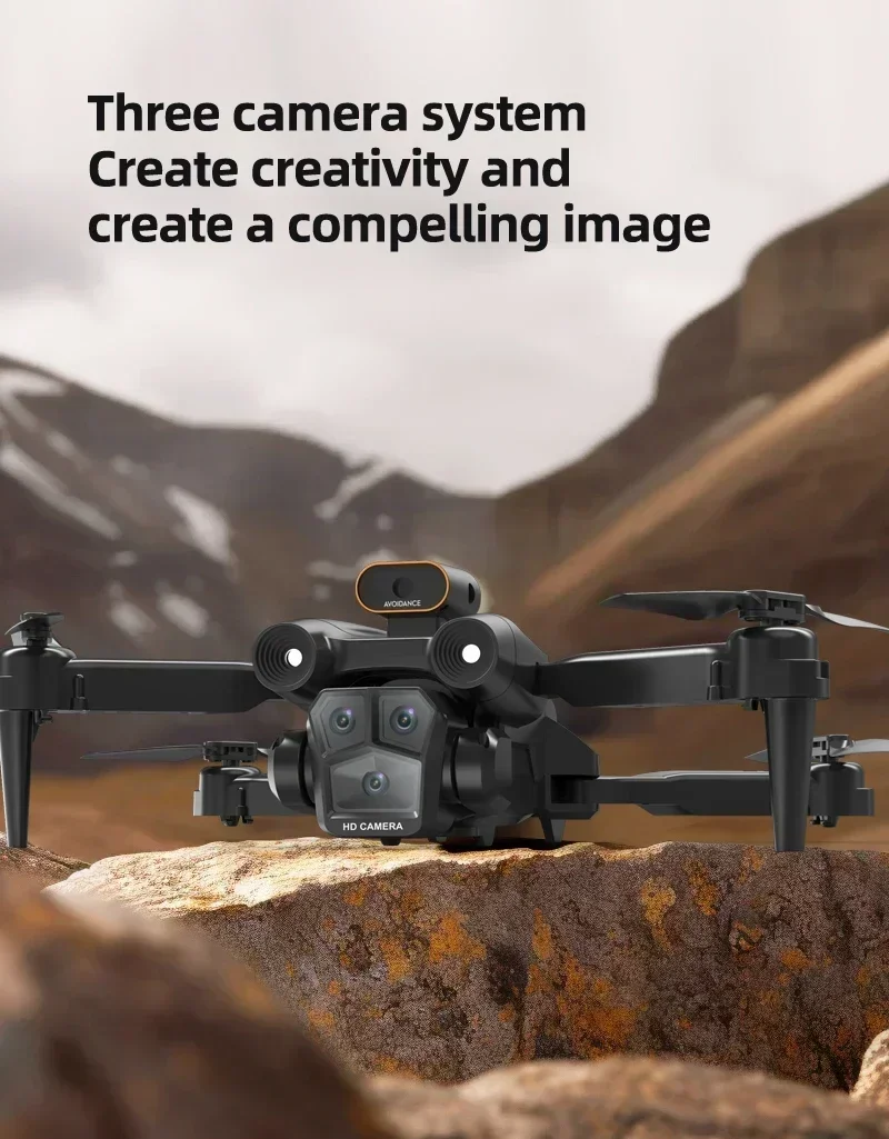 Description Picture 6 of item2025 M4 / M17 RC Drone 4K Professinal with Wide Angle Triple HD Camera Foldable Remote Control Helicopter WIFI FPV Height Hold