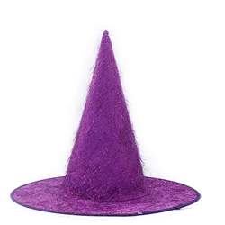 Halloween Party Cosplay Witch Hat Womens Shiny Tassels Wide Brim Cap Costumes Fancy Dress Ball Theme Party Carnival Accessories