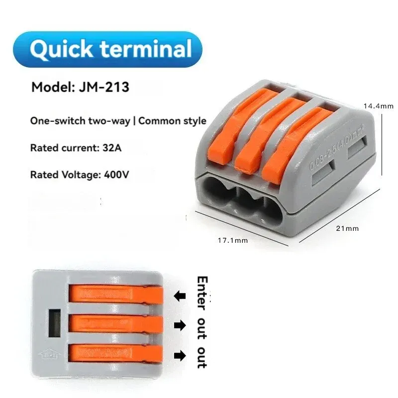 Terminal Connector 10pcs Quick Terminal Connector JM-212/ 213 /214 Hard And Soft Wire Parallel Connector Press The Wire Terminal PCT