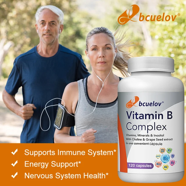 1601-0a1cf1.jpg Vitamin B Complex with Folic Acid, Supports Healthy Energy Metabolism, Immunity, Heart Health, 120 Capsules