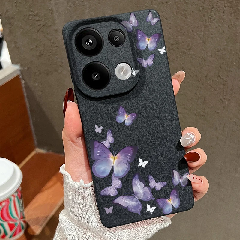 Butterfly Design Leather Texture TPU Phone Case