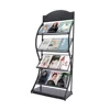 4-Tier Black Stainless Steel Magazine Rack Display Stand Lightweight Bathroom Living Room Exhibition Rooms Tourist Attraction 2