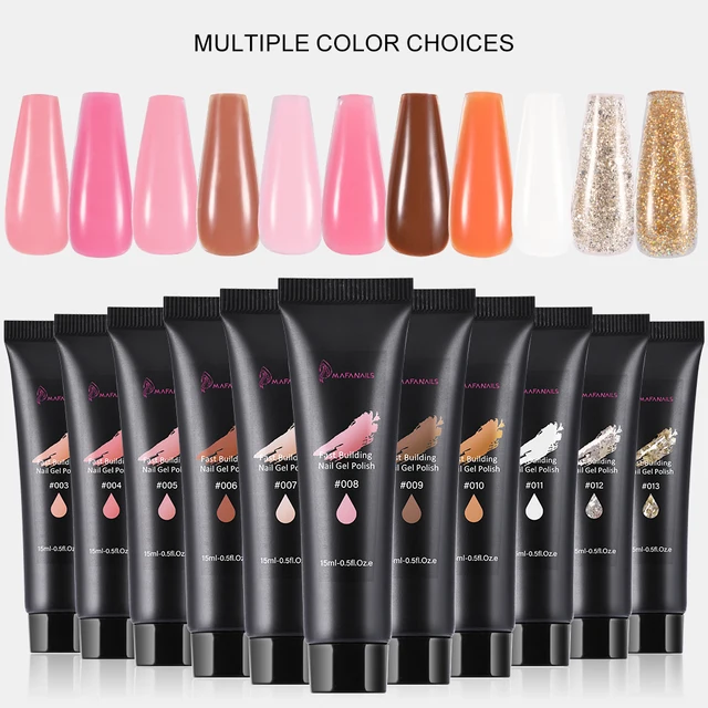 15ml/Bottle Quick Extension Poly Nail Gel Polish Semi Permanent Acrylic Fast Building Hard Gel Pink Soak Off Gel Nail Varnish 2