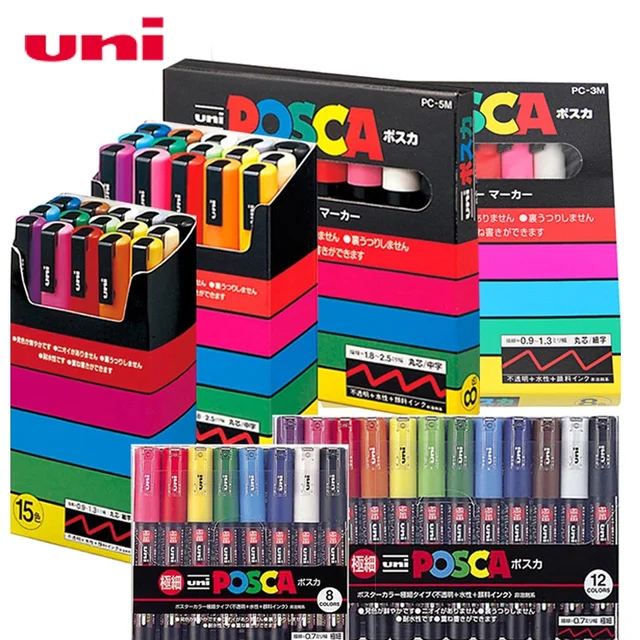 Uni Posca Acrylic Paint Marker Pens Set Plumones Marcadores Japanese Stationery PC-1M 3M 5M For Colores  Art Supplies Graffiti 1