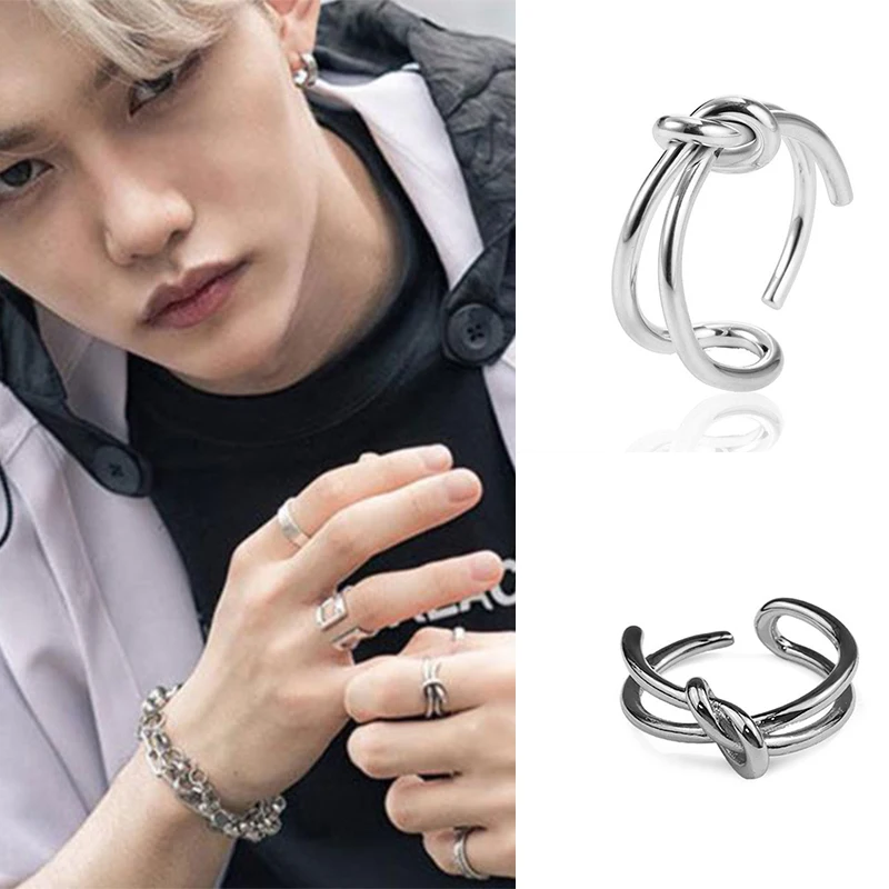

HOT Kpop Stray Kids Felix Same Rings For Women Girls SK Lee Know Hyun Jin Silver Rings Gift Wedding Fashion Jewelry