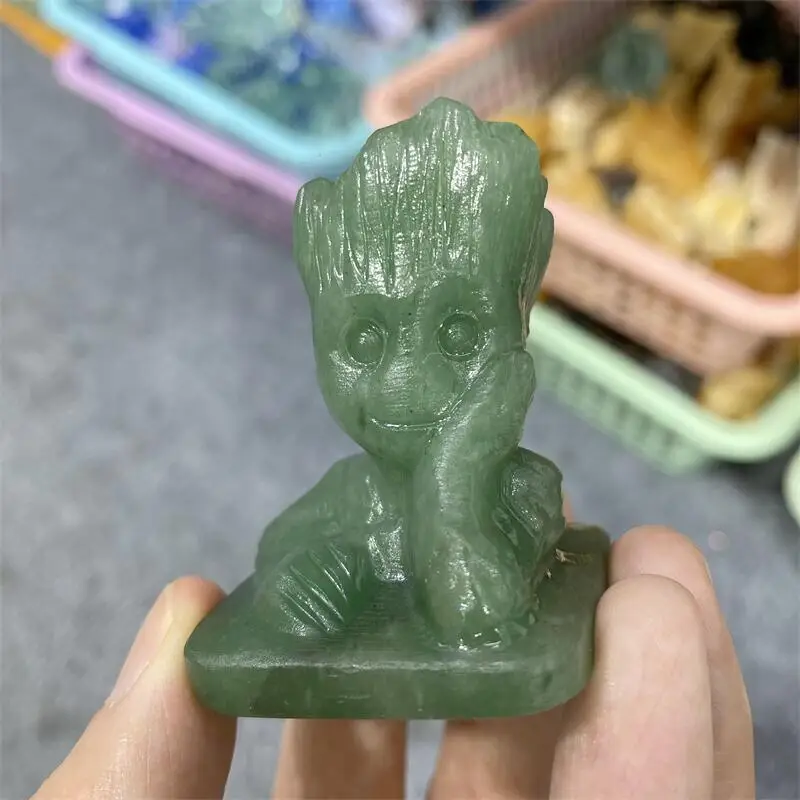 

Натуральный кристалл, зеленый авантюрин, Мультяшные Резы, ручная работа, полированные кварцевые лечебные драгоценные камни для украшения дома