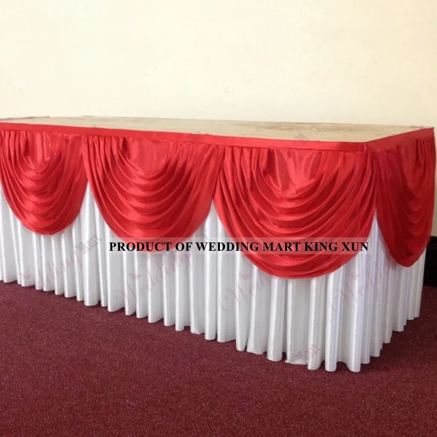 Table skirt 3M Long Ice Silk Table Skirt Tablecloth Skirting With Top Swag Drape For Wedding Event Party Decoration