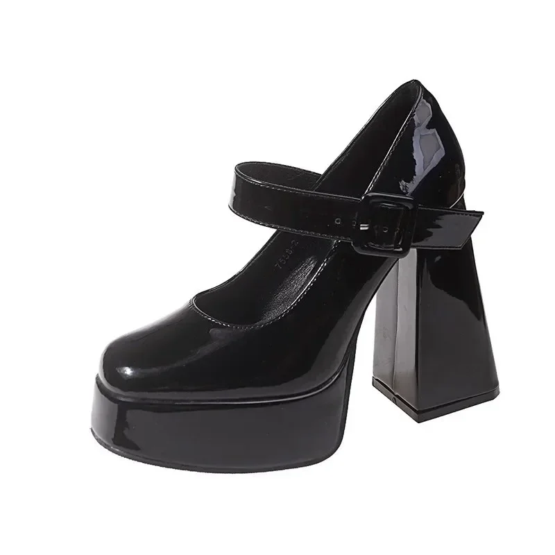Women's Shoes 2024 Hot Sale Buckle Strap Women's High Heels Fashion Square Toe Dress Pumps Women Brand Solid Mary Jane Shoes 6