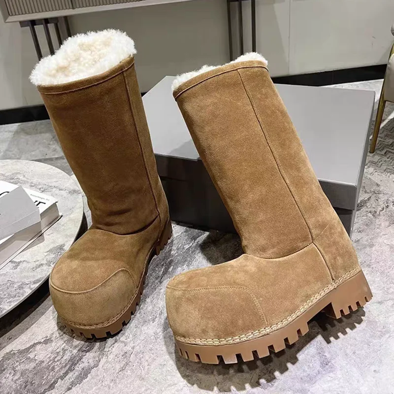 Winter Boots Cute Comfortable Boots Stylish Thick Sole Mid-calf