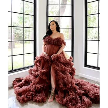 Split Flowy Maternity Photography Dress Photoshoot Baby Shower платье для беременных فساتين حوامل vestidos para embarazadas