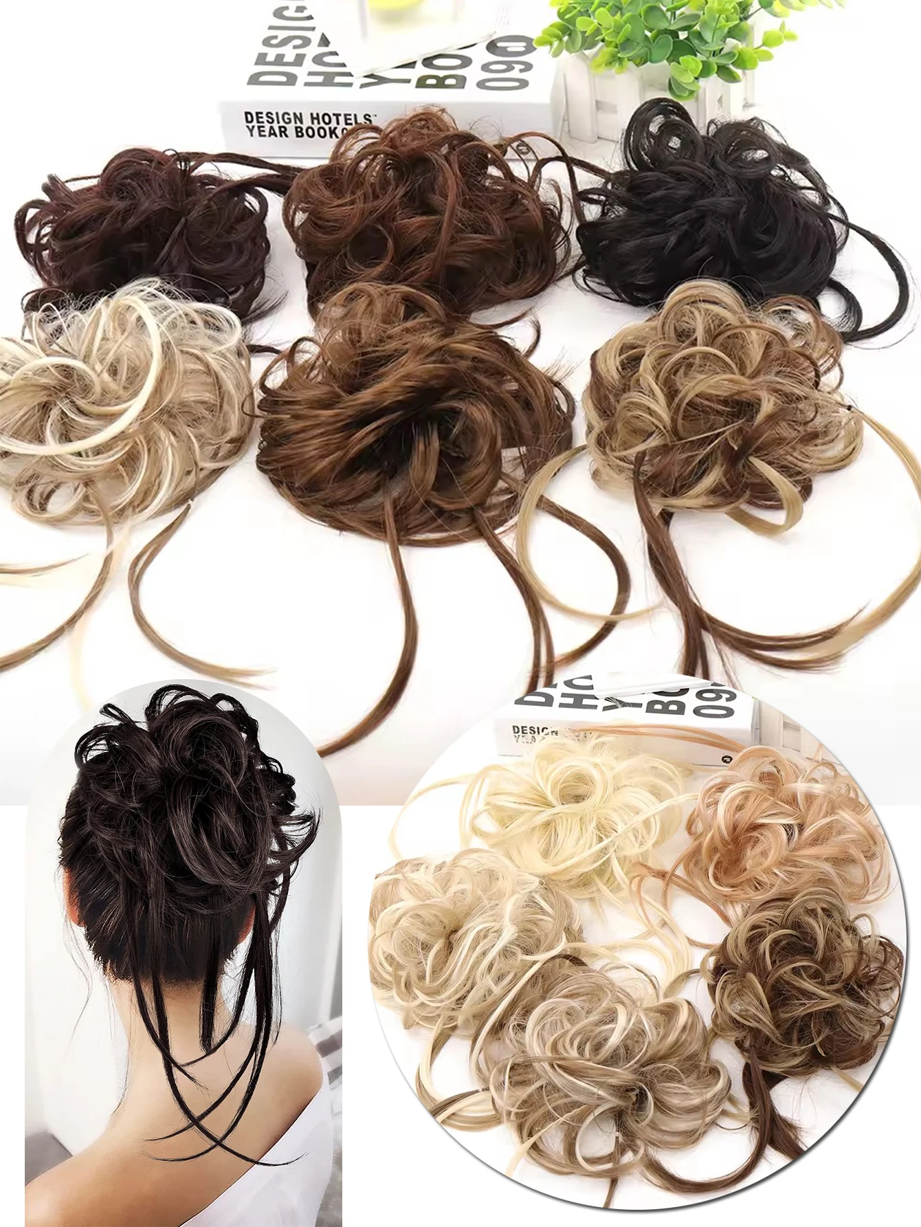 Synthetic Curly Hair Bun Extensions for Women