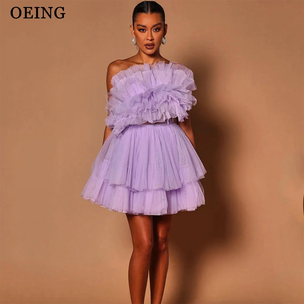 

OEING Lavender Draped Organza Short Prom Party Dresses Elegant Ruffles Tiered Mini Homecoming Dress Formal Gowns Gala 2024