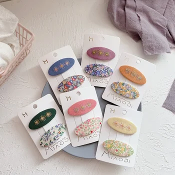 2pcs/set Girls Hair Clip for Baby Princess Sweet Floral Series Hairpin for Toddler Fashion Korean Small Bang Side Clip Headwear 1