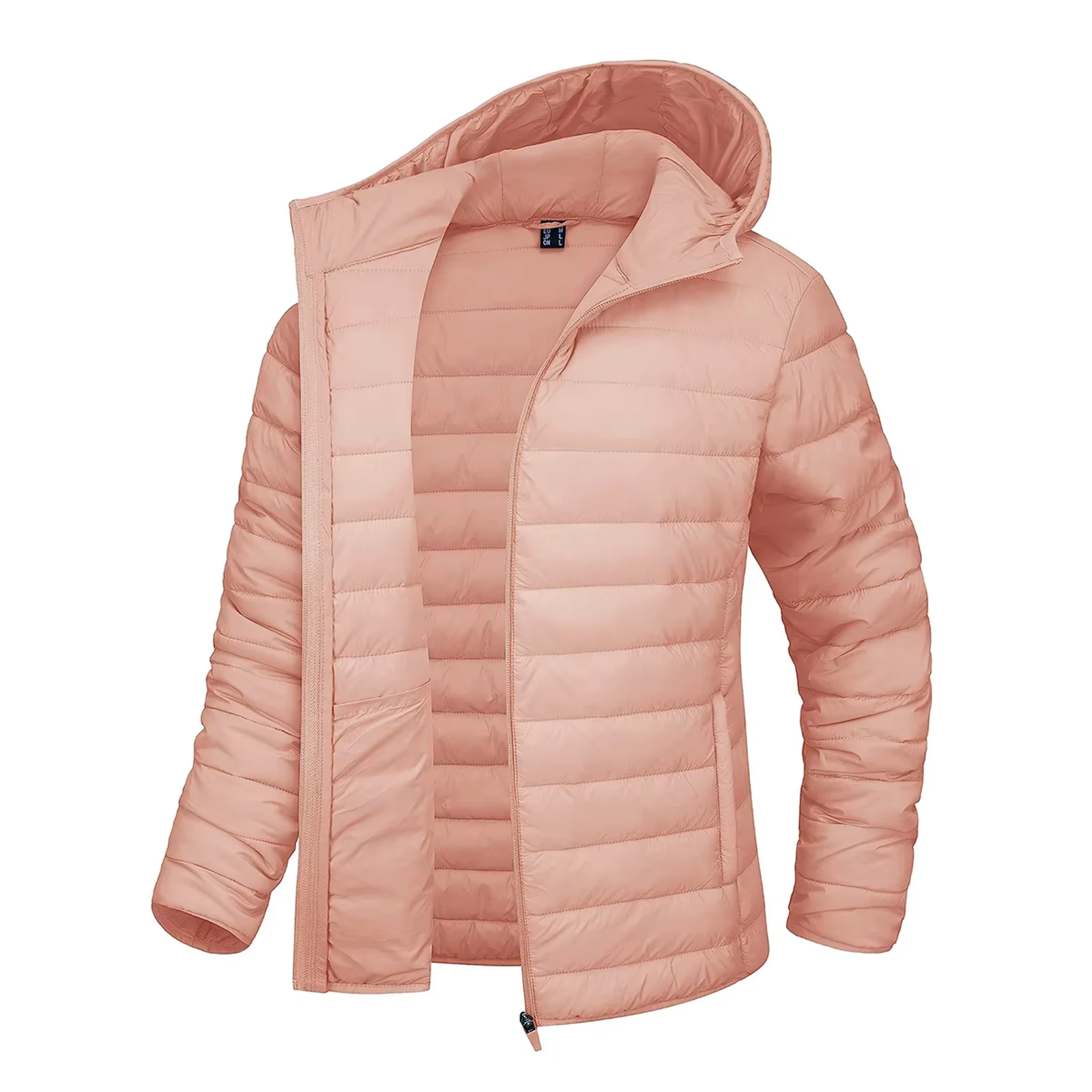 Women's Lightweight Hooded Puffer Jacket - Full Zip Windbreaker Quilted Down Coat