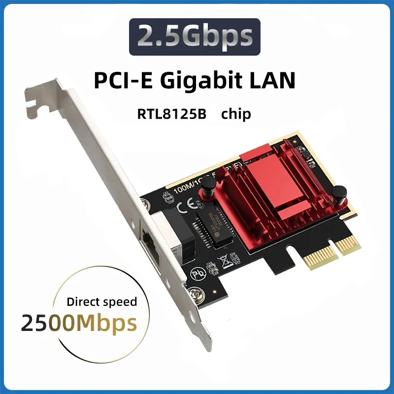 

Сетевая карта 2,5G PCI-E RTL8125B, чип Gigabit Ethernet PCIE, сетевая карта 10/100 Мбит/с, 1 Гбит/с/2500 Гбит/с, RJ45 LAN PC
