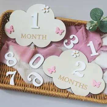 2 oggetti di scena per la fotografia di neonati, cartello per l'annuncio di nascita del bambino, placca per l'annuncio del nome del bambino in legno, articoli commemorativi per bambini, Baby Shower
