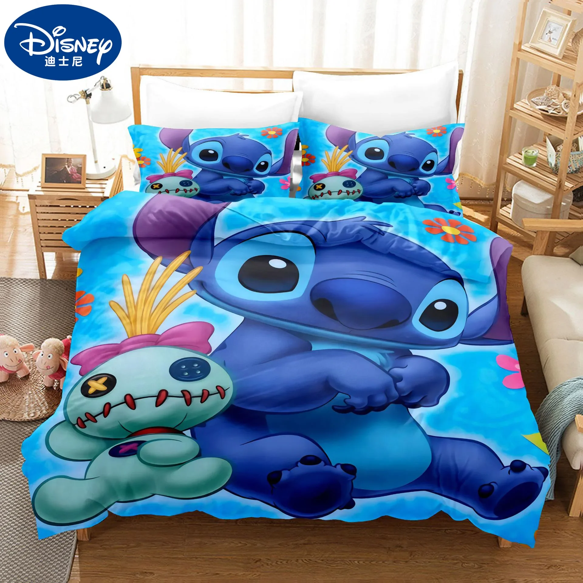 

Комплект постельного белья Disney Stitch, простыня, наволочка, мультяшный рисунок, King, Queen, Single, Twin, полный комплект постельного белья для мальчиков, покрывала для спальни