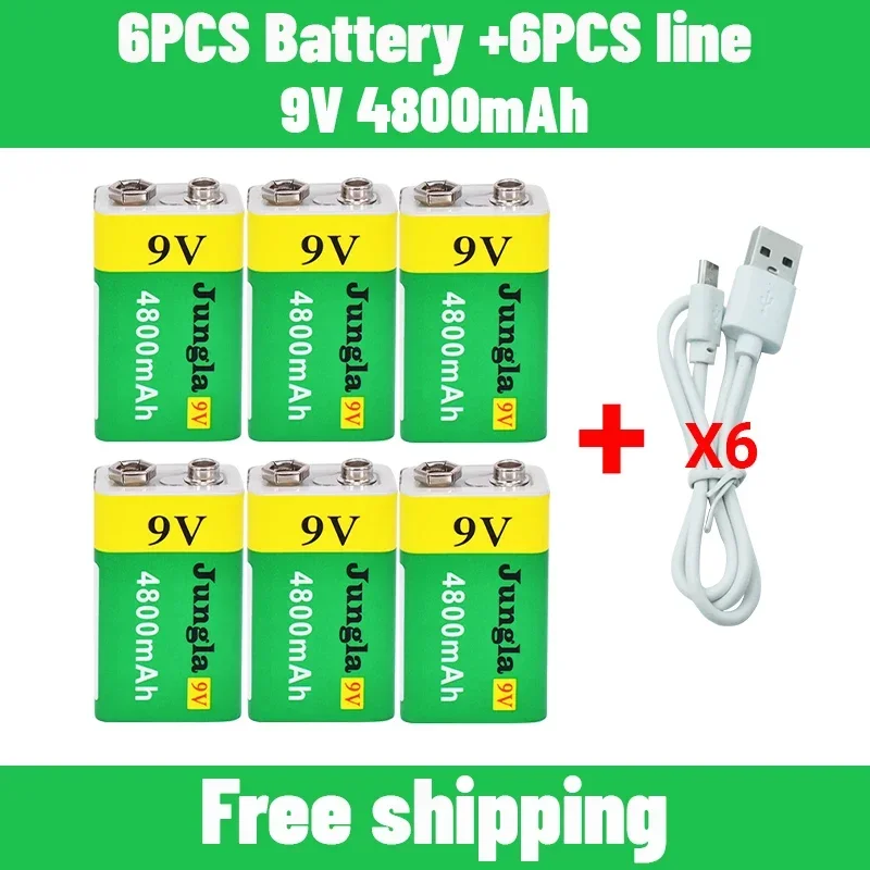 

9V 4800mAh li-ion Rechargeable battery Micro USB Batteries 9 v lithium for Multimeter Microphone Toy Remote Control KTV use