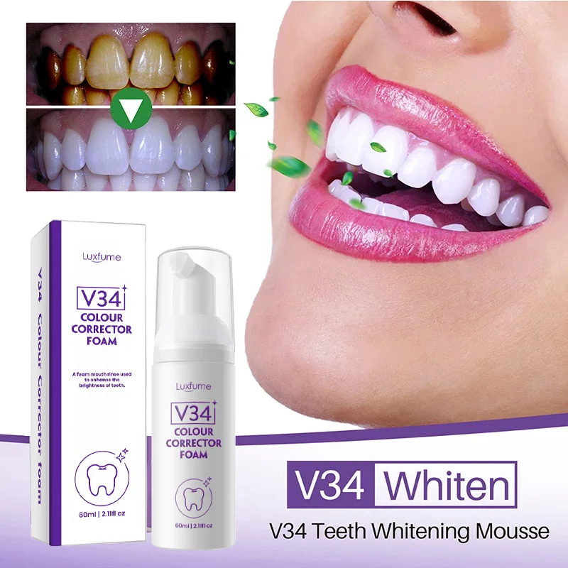 

Teeth Whitening Mousse Purple Whitening Toothpaste Remove Bad Breath Plaque Tooth Stain Gingival Repair Oral Cleaning Products