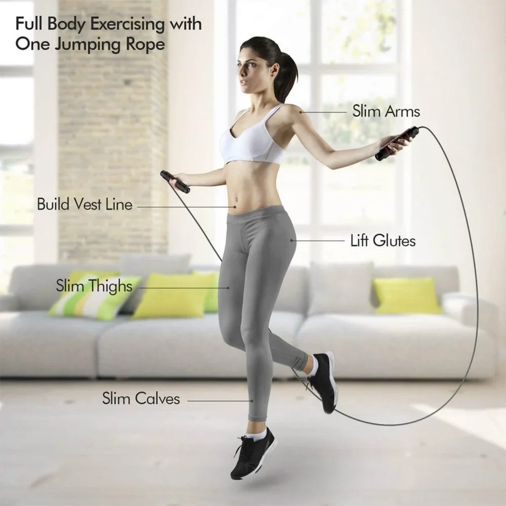 Jump Ropes Tangle-Free Rapid Speed Jumping Rope Cable with Ball Bearings Steel Skipping Rope Gym Fitness Home Exercise Slim Body jump rope