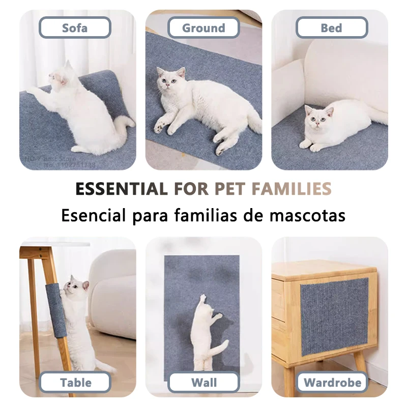 Cat Scratching Post Cat Scraper Multifunctional Cat Supplies Self-adhesive Claw Sharpener Trimmable Scratching Post Tree Tower Toy Accessories