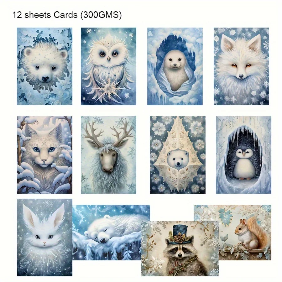 JAIIMAN 44pcs Card and Sticker set Winter Animal Snowflakes Christmas Flag DIY Bottle Album Decor Scrapbooking stickers scrapbooking supplies