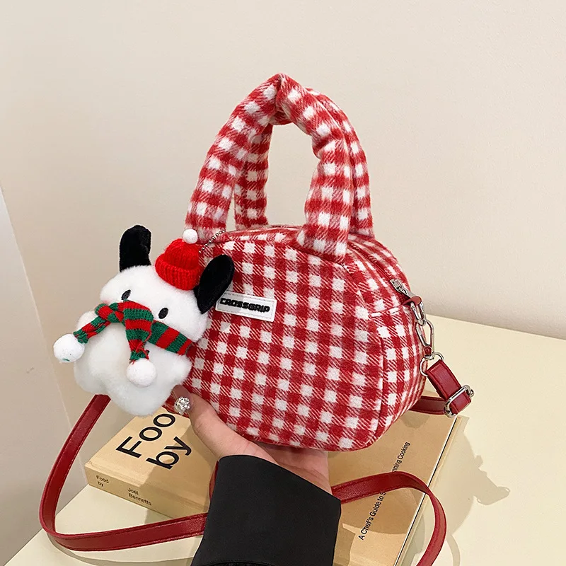 New Style Niche Fall Winter Women's Bag Sweet Cool Crossbody Handbag Shoulder Bag Cute Christmas Plush Female Purse