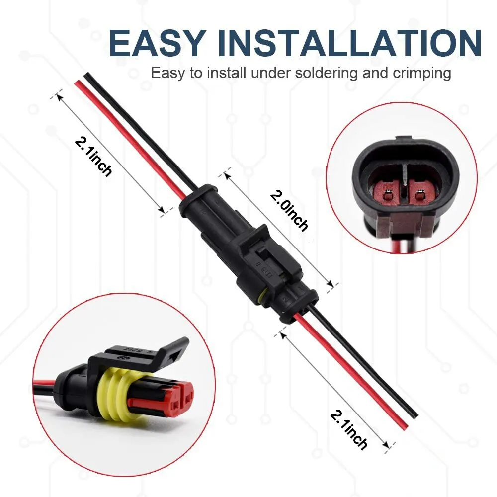 Wire Connector 2 Pin Waterproof Male and Female 20AWG 5 Pairs for Car Truck Boat