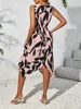 Beach Women Midi Dress 2024 Summer New Plus Size Maxi Long One Piece Dress Elegant Casual Leaf Printed Hem Dress Vestidos Female 4