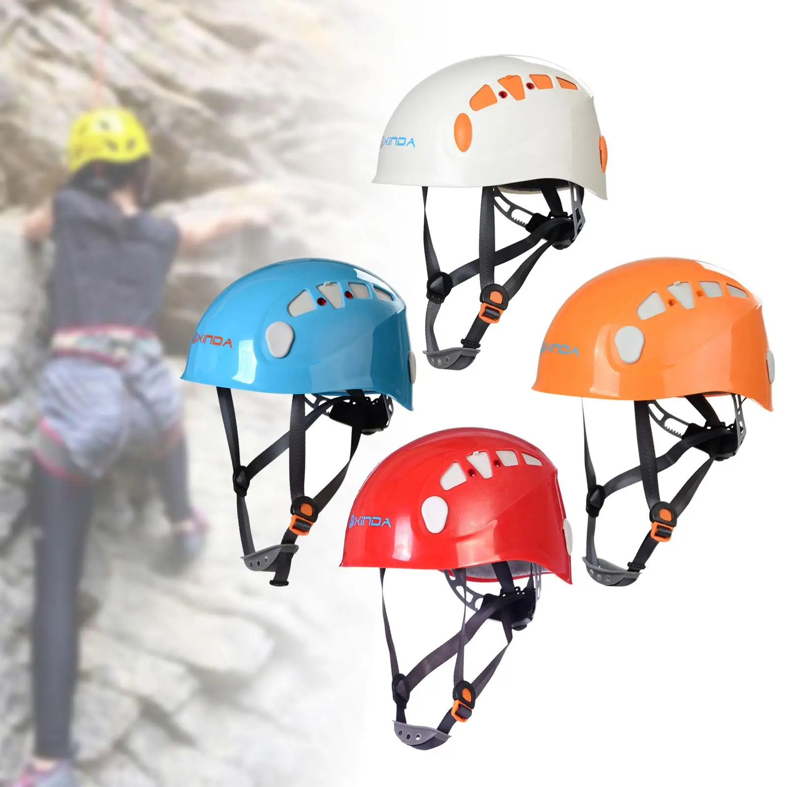 Climbing Helmet Protection with Chin Strap Construction Hardhat for Adults Mens Womens Mountaineering Rappelling Rope Descent