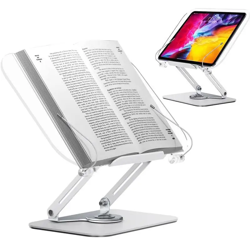 

Book Stands Display Holder For Cookbook With 360 Rotating Base And Page Clips Reading Supplies Stands For Textbooks Notebooks