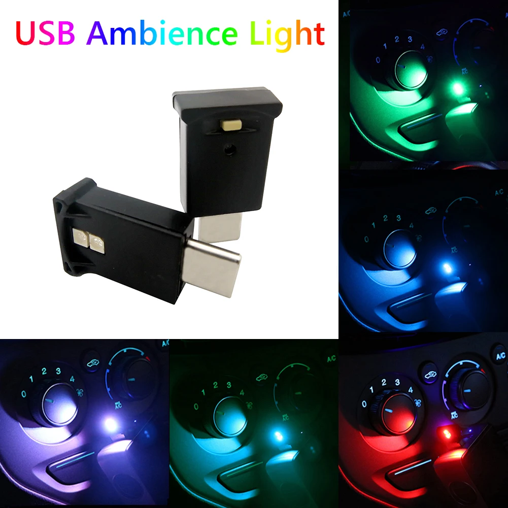 미니 USB LED 자동차 조명, 자동차 인테리어 분위기 조명, 비상 조명, 자동 다채로운 장식 램프 액세서리, 1-10 개