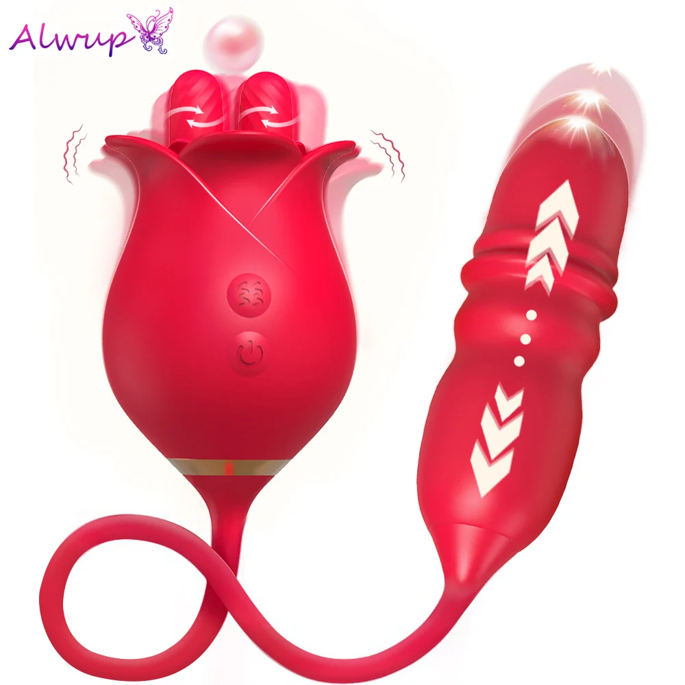 Keele lakkumise tõukav vibraator naistele G-punkti 3-in-1 kliitori stimuleerimiseks ja nibude masseerimiseks täiskasvanutele naistele Rose_voghion.com