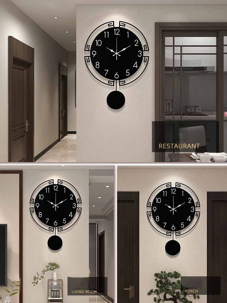 Wall Clock Creative Swingable Silent Metal Modern Living Room Hanging Office Coffee Shop Bedroom Decoration