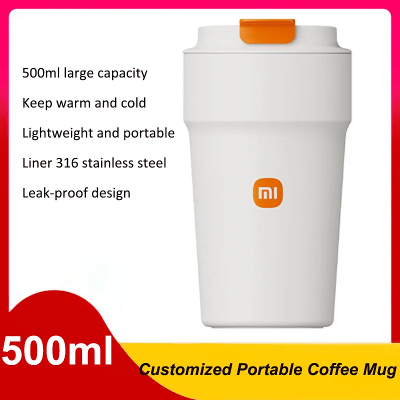 

Xiaomi Mijia пользовательская портативная кофейная чашка 500 мл термоизоляция бутылка для воды 316 нержавеющая сталь подкладка герметичная дизайнерская чашка
