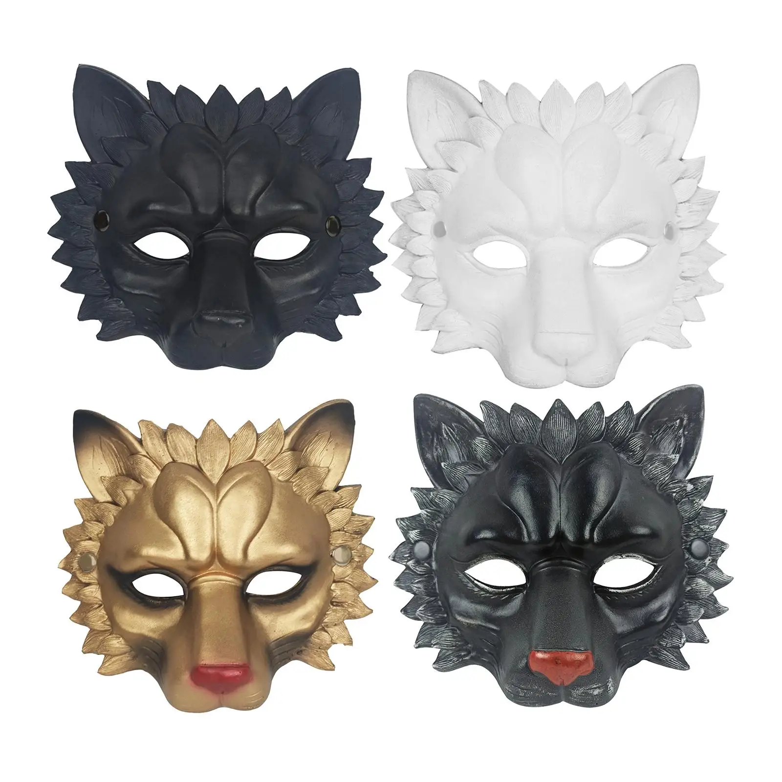 Lion Mask Half Face Decorative Supply Durable 3D for Halloween Masquerade PU Foam Lion Mask Adult Costume Party Supplies