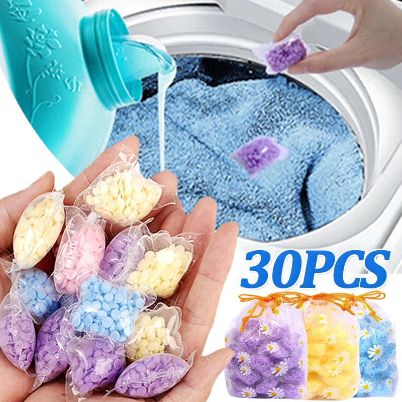 10Pcs Fresh Rose Lavender Fragrance Beads Soft Clothing Diffuser Perfume Laundry Beads Scent Booster In-Wash Clean Clothes