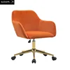 Modern Velvet Fabric Material Adjustable Height 360 revolving Home Office Chair with Gold Metal Legs and Universal Wheels for In 3