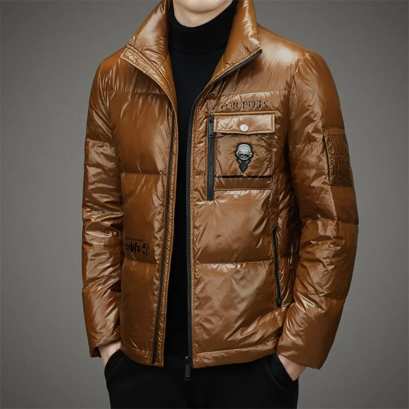 thumbnail image 1 of Chaqueta de invierno de plumón para hombre, chaqueta brillante, plumón de pato para hombre, ropa de diseñador con relleno ligero para hombre, abrigo informal para hombre, 1 of 5