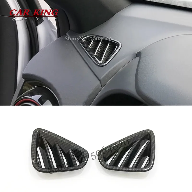 

For Hyundai Kona Encino 2017- 2020 ABS Carbon fiber Car front Small air outlet Decoration Cover Trim frame lamp Accessories 2pcs