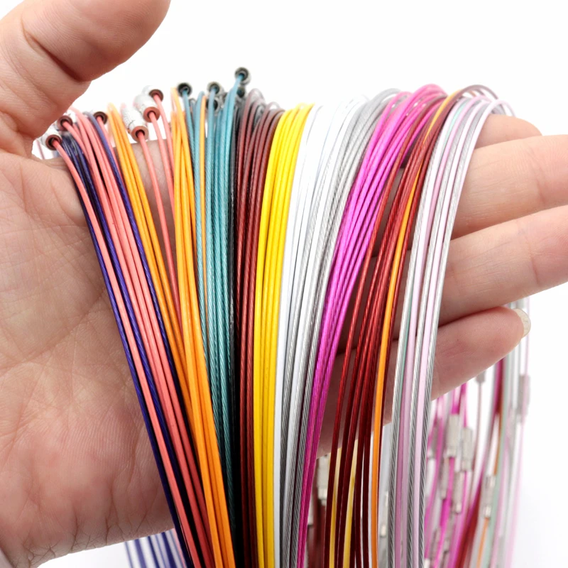 10pcs/lot 18" Mixed Color Man Woman's Stain Steel Necklace Wire Cable Cord Rope Choker DIY Jewelry Making Turnbuckle