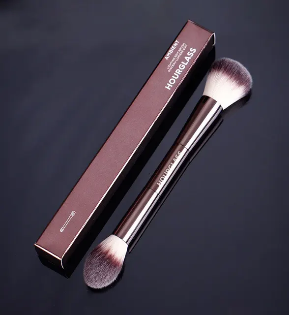 Pinceau de maquillage, pinceau à poudre, pinceau à blush, pinceau à poudre libre, manche métallique professionnel exquis, design à double tête, avec boîte 1