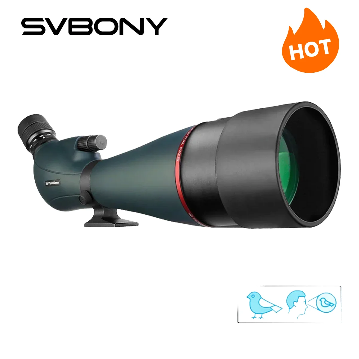 SVBONY Telescope SV406/SV406P ED Spotting Scope 20-60x80/25-75X100/16-48X65 Dual Focus IPX7 Waterproof For BirdWatching Archery telescope binoculars,spotting scope
